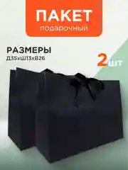 Черный пакет подарочный, большой
