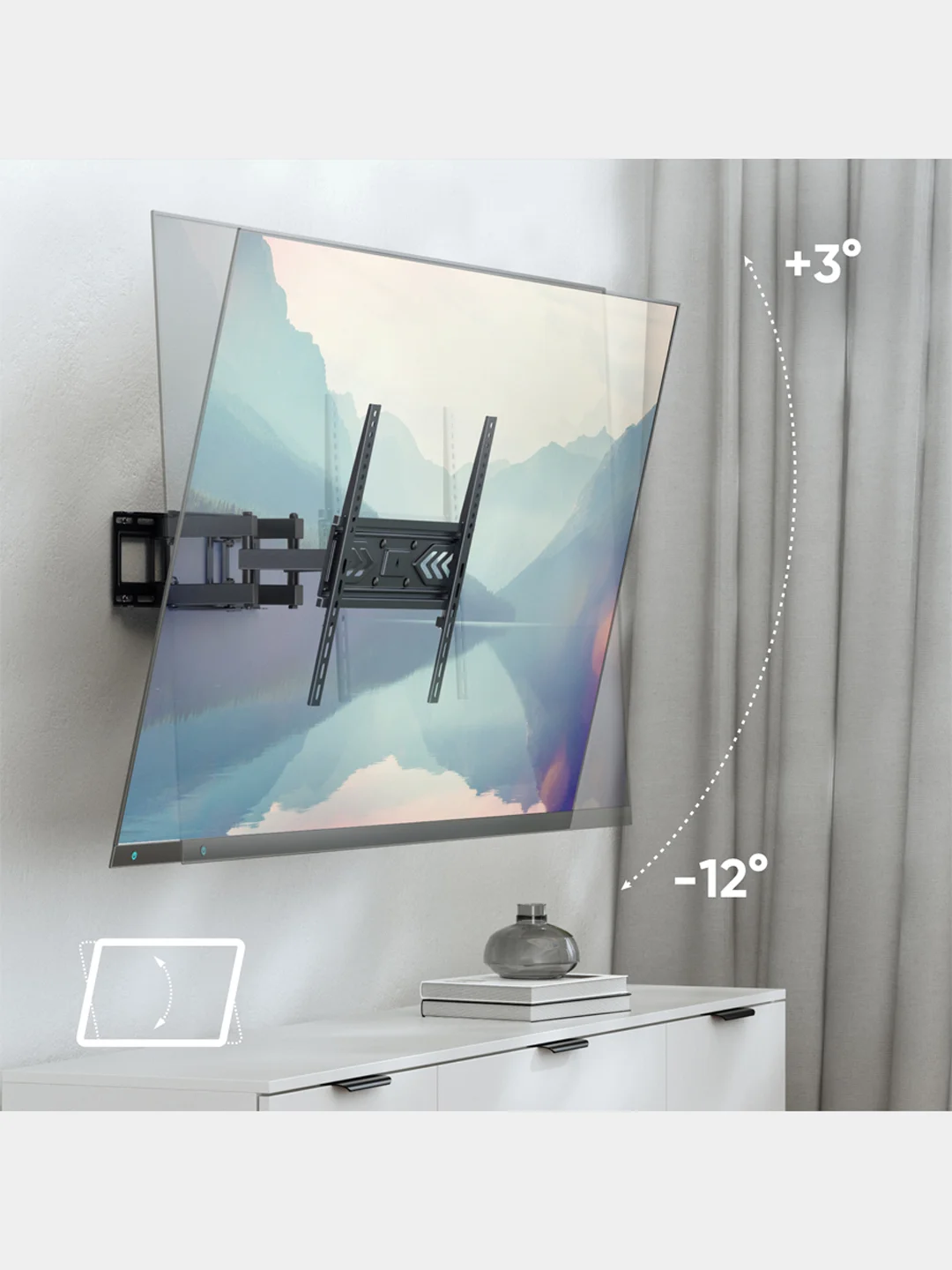 Кронштейн для телевизора 32" - 65" STE644, наклонно-поворотный, до 45 кг, черный