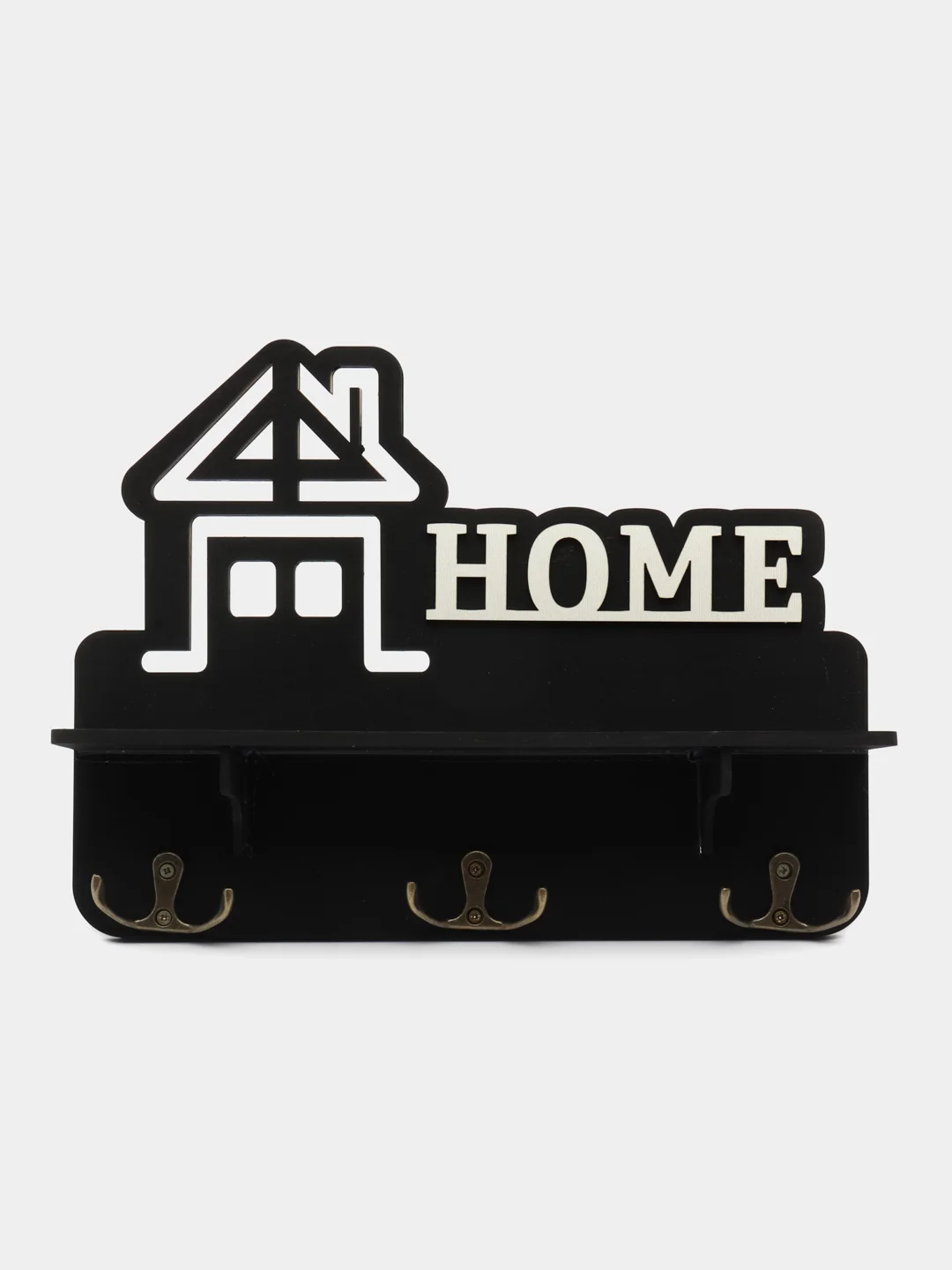 Черный ключница настенная с полкой "Home"