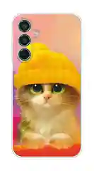 Желтый чехол на Samsung Galaxy M35 / Самсунг Галакси М35 прозрачный, с принтом, защита камеры