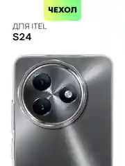 Прозрачный чехол для Itel S24 силиконовый BROSCORP матовый/ прозрачный с бортиком- защитой камер