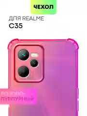 Розовый противоударный чехол для Realme C35 силиконовый BROSCORP с усиленными углами, защита камер