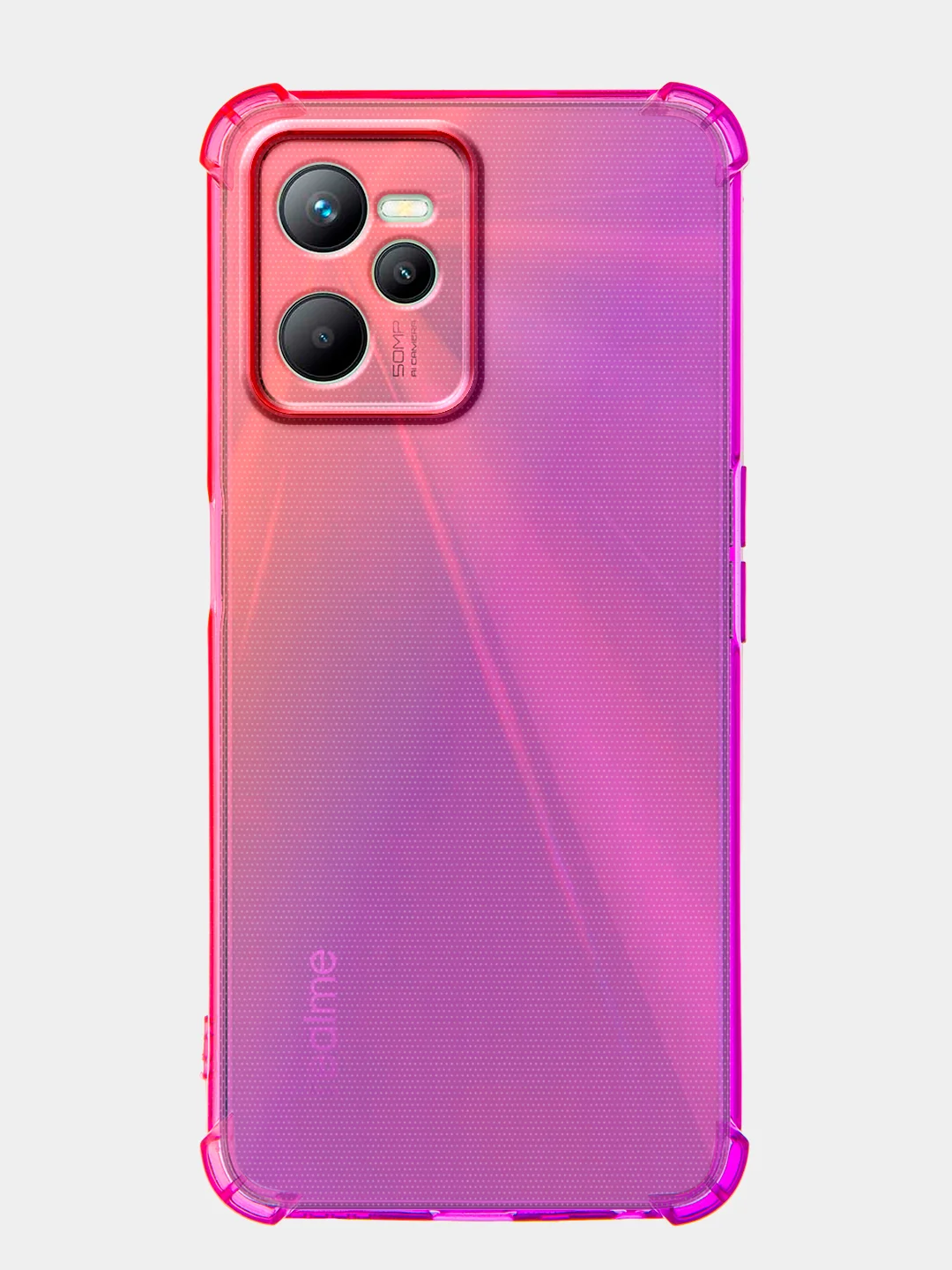 Розовый противоударный чехол для Realme C35 силиконовый BROSCORP с усиленными углами, защита камер