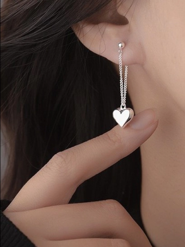 Серьги длинные с сердечком