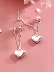 Серьги длинные с сердечком