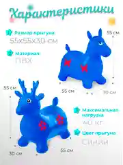 Синий прыгун надувной игрушка "Ослик", прыгунок детский резиновый