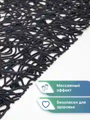 Черный коврик для ванной и душа на присосках "Паутинка" 35х72 см, ВИЛИНА