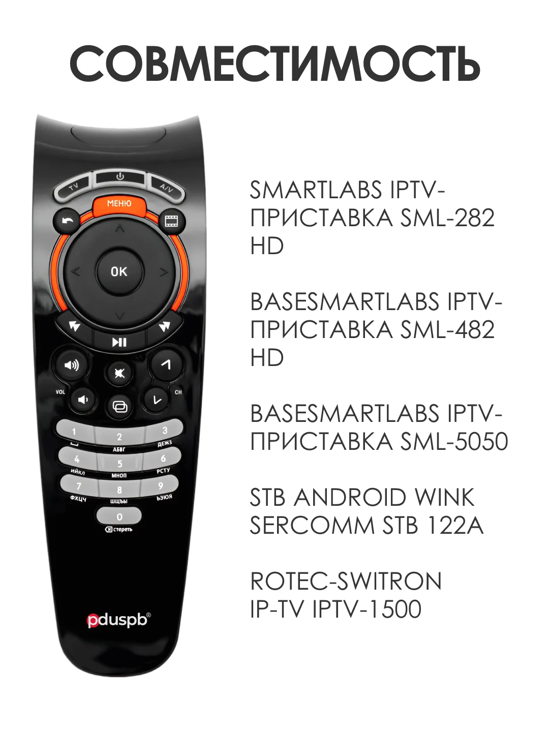 Пульт для Wink / Ростелеком STB122A, SML-282/ 482, SML-5050, Rotec-Switron IP-TV IPTV-1500