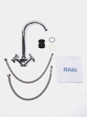 RAIN Смеситель для кухни "Нефрит", поворотный излив, керам. кран-буксы 1/2, гайка, латунь