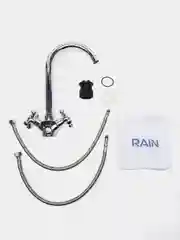 RAIN Смеситель для кухни "Нефрит", поворотный излив, керам. кран-буксы 1/2, гайка, латунь