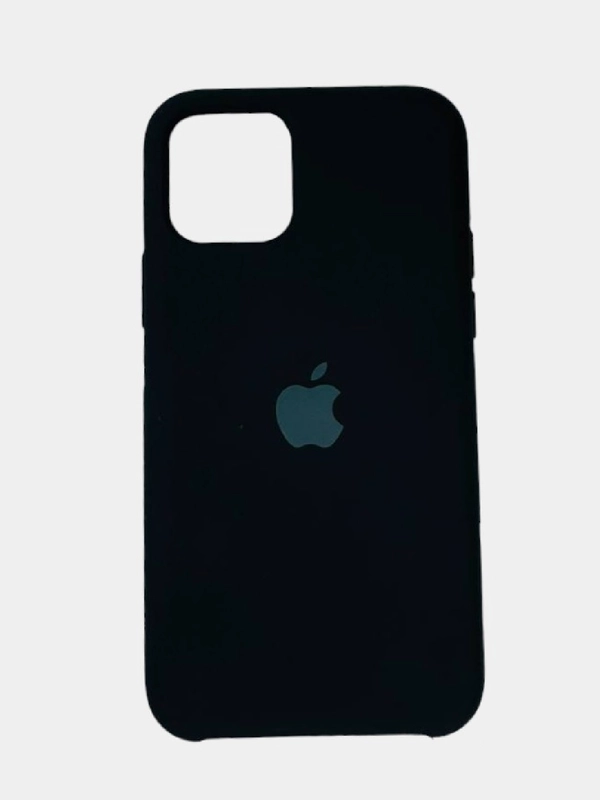Чехол SILICONE COVER для iPhone 11 Pro, чёрный с серым логотипом