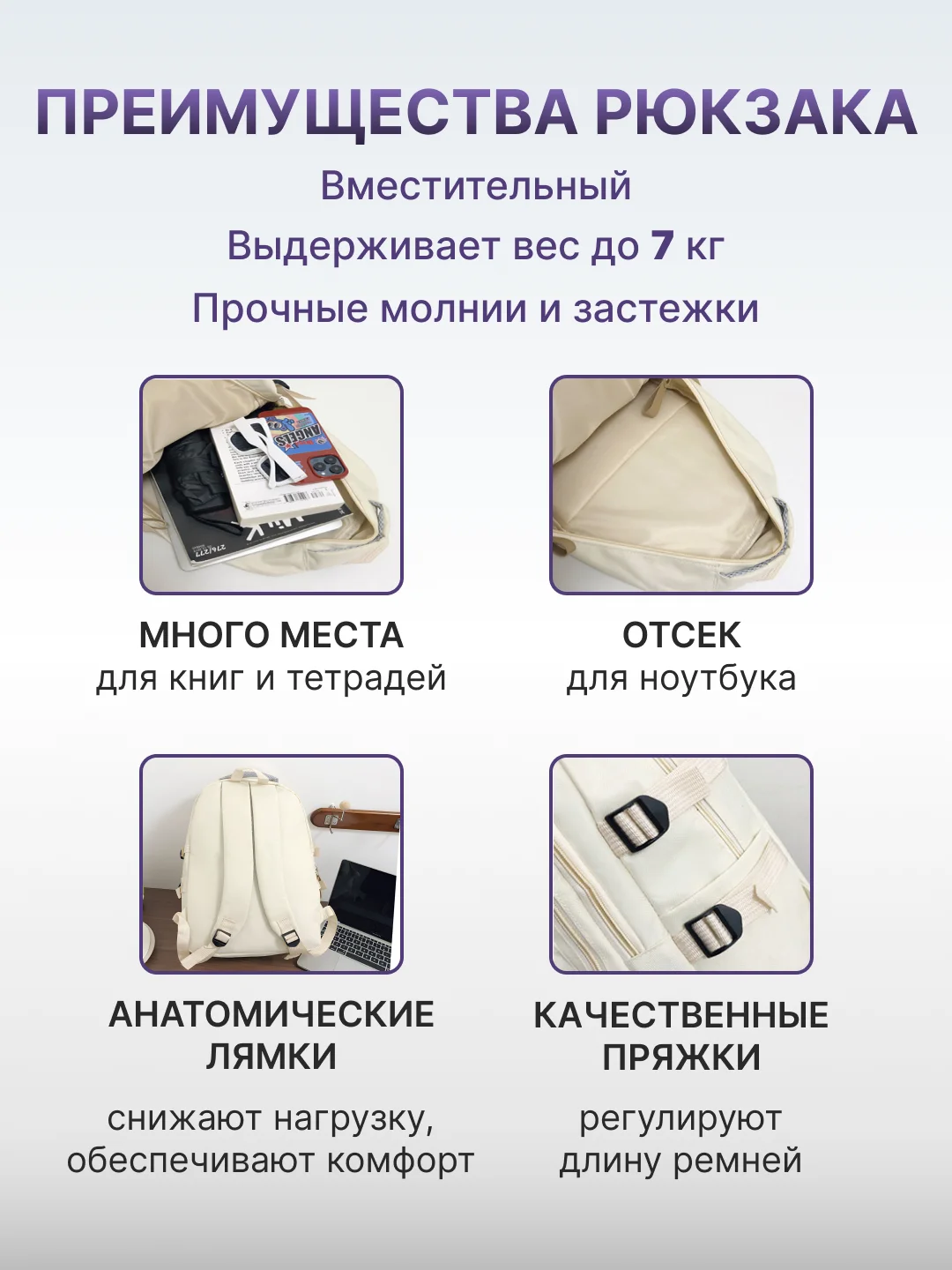 Молочный рюкзак школьный для девочки и для мальчика