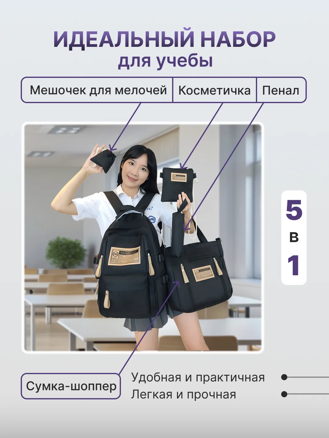 Черный рюкзак школьный для девочки и для мальчика