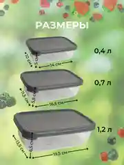 Прозрачный пищевой контейнер для еды (набор - 3 шт.)