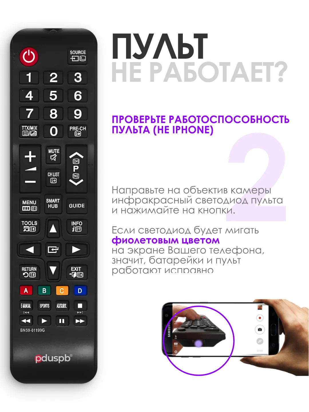 Пульт дистанционного управления BN59-01199G для любого телевизора Samsung Smart TV