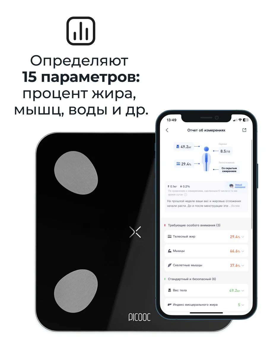 Черный умные диагностические весы Mini Lite