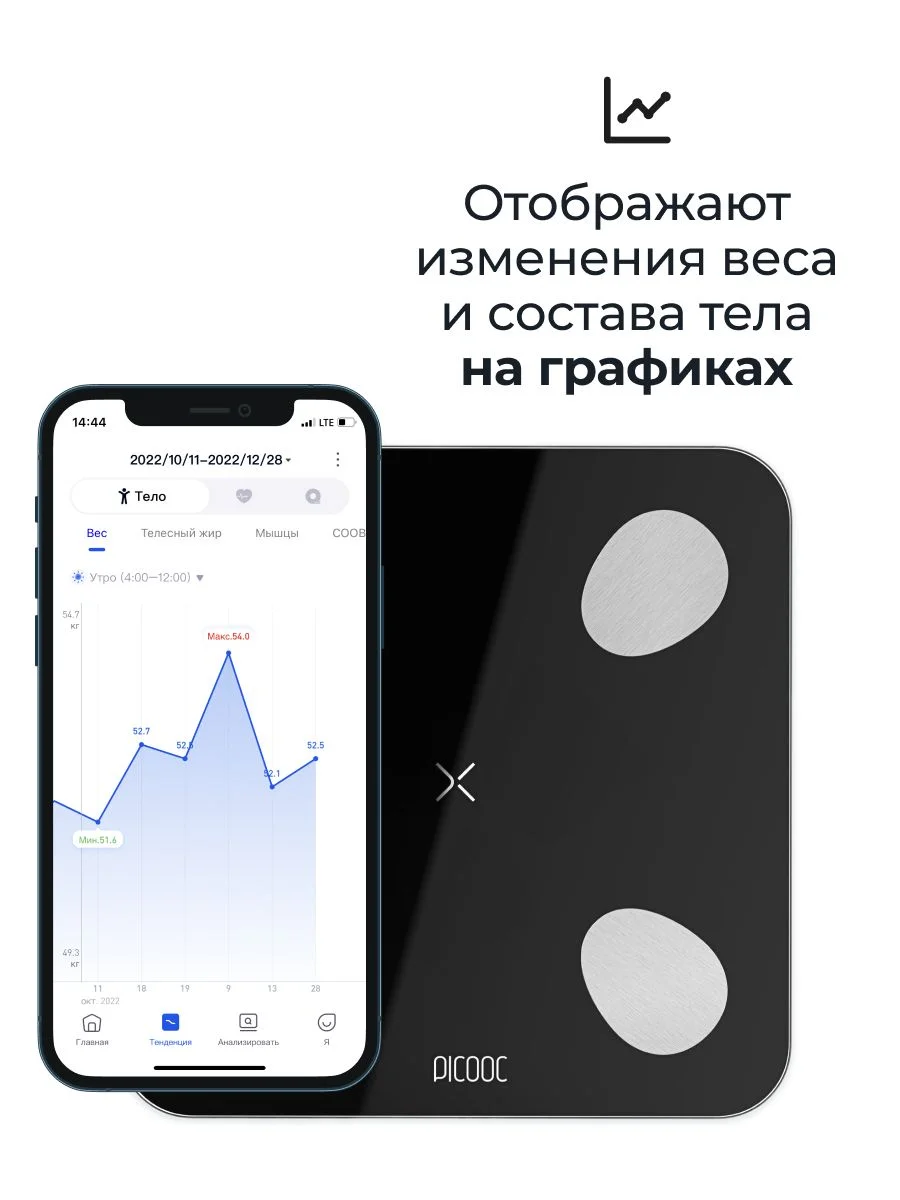 Черный умные диагностические весы Mini Lite