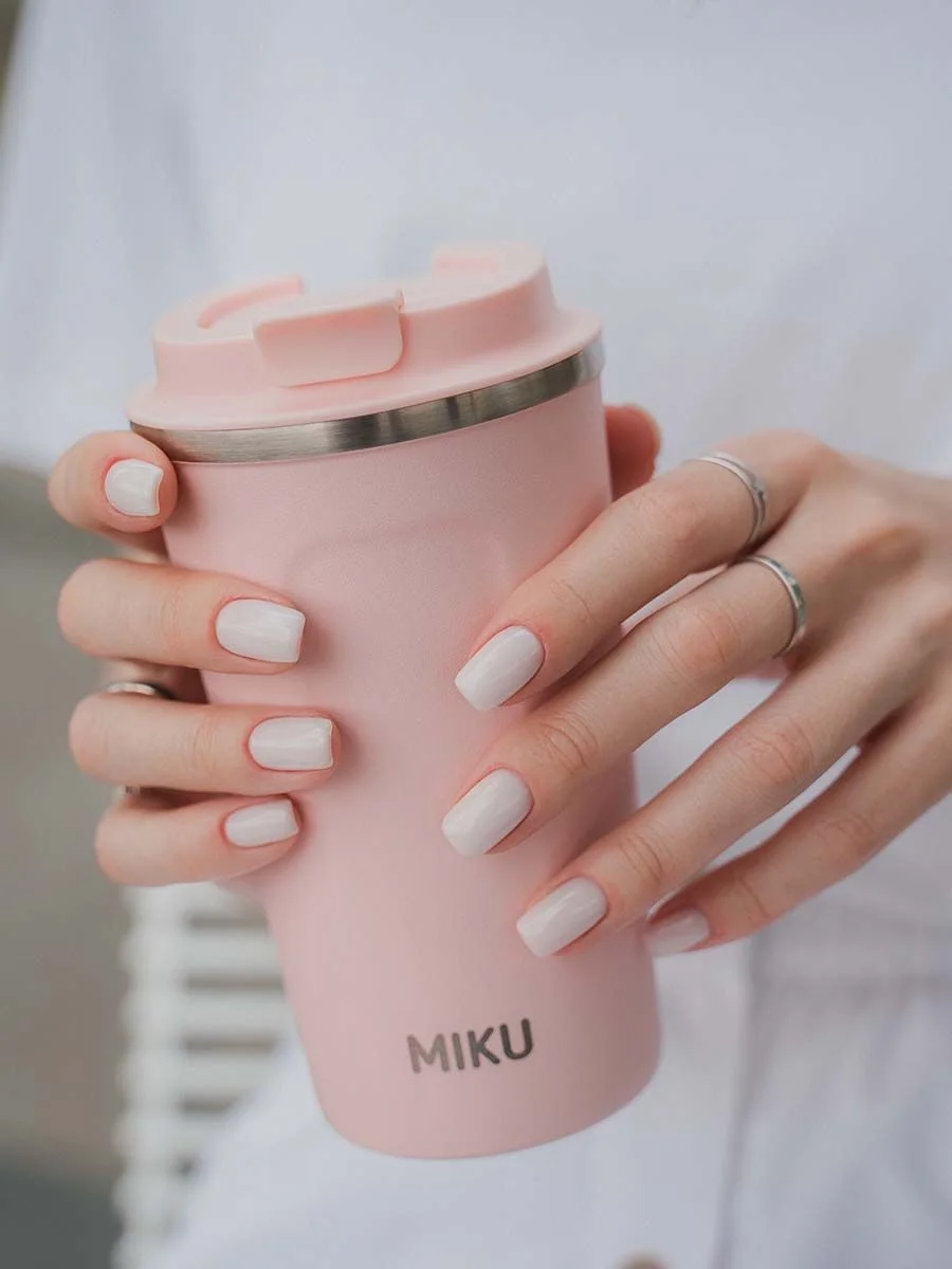 Розовый термокружка MIKU для кофе, чая с собой и в автомобиль, 510 мл