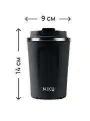 Черный термокружка MIKU для кофе, чая с собой и в автомобиль, 380 мл
