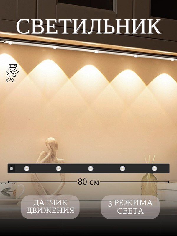 Светодиодный линейный светильник с датчиком движения на магните