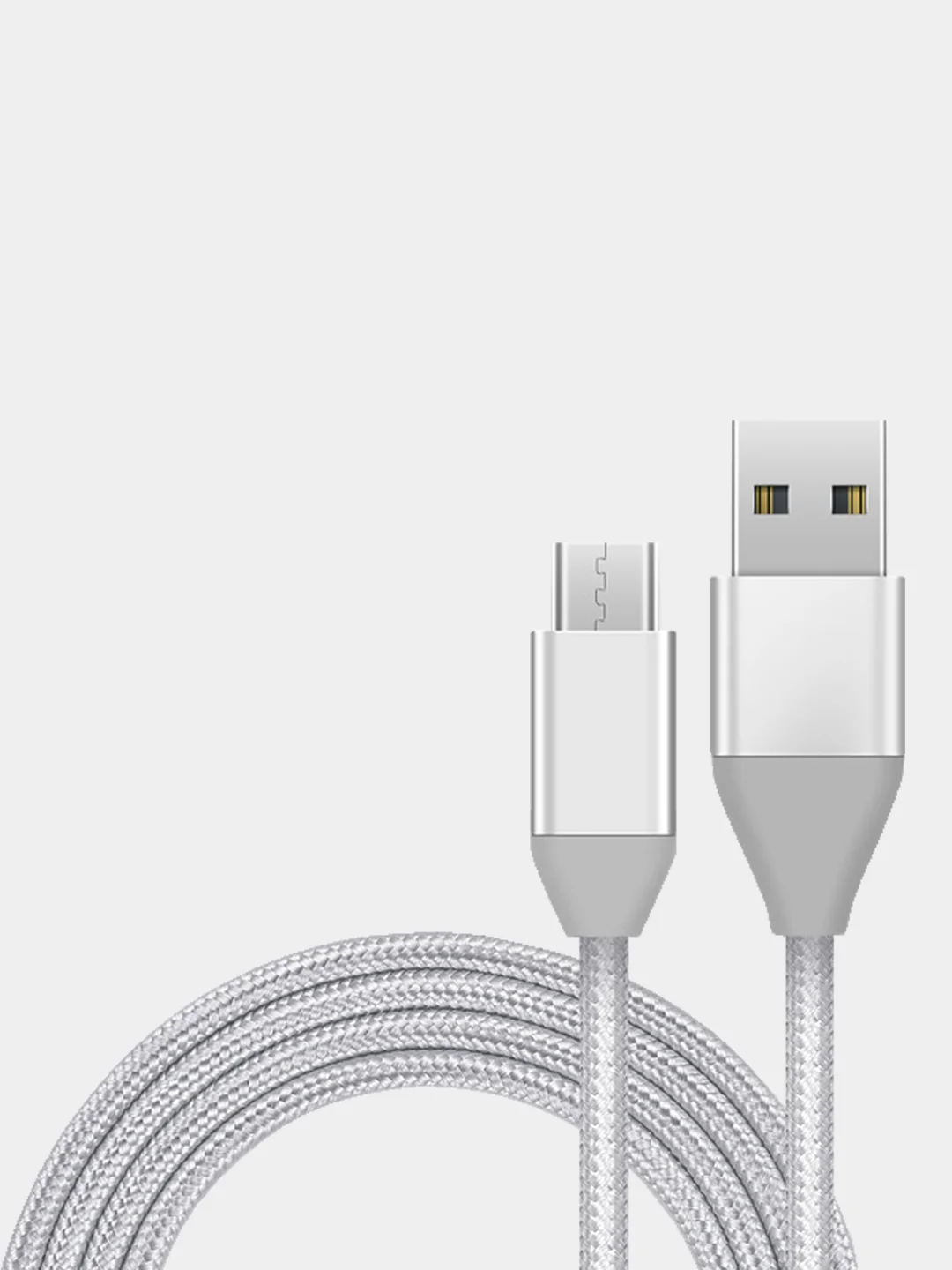 Серебряный кабель USB Type C для зарядки, передачи данных, быстрая зарядка