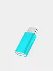 Бирюзовый адаптер переходник USB Type-C otg micro USB