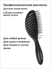 Расческа Zinger OS-5037 черная, для мокрых и сухих волос