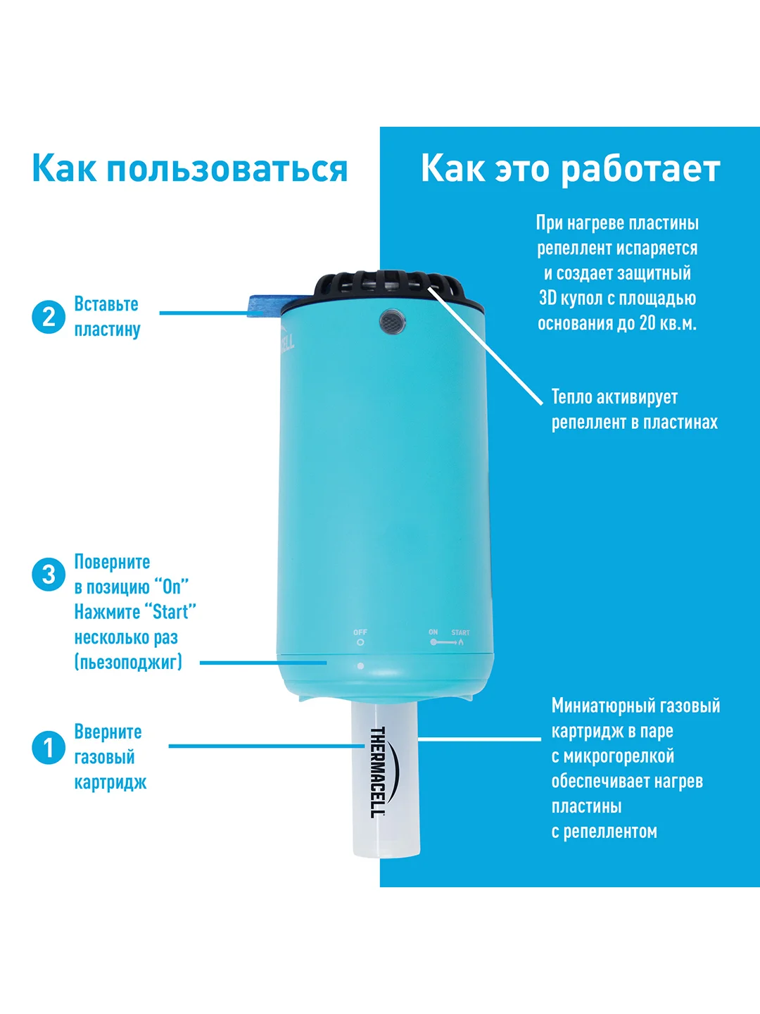 Прибор противомоскитный THERMACELL HALO MINI REPELLER BLUE (синий) MR-PS