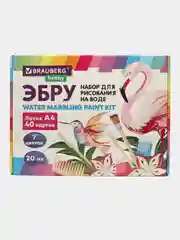 Эбру рисование на воде  7 цветов по 20 мл (40 картин), лоток А4, BRAUBERG HOBBY