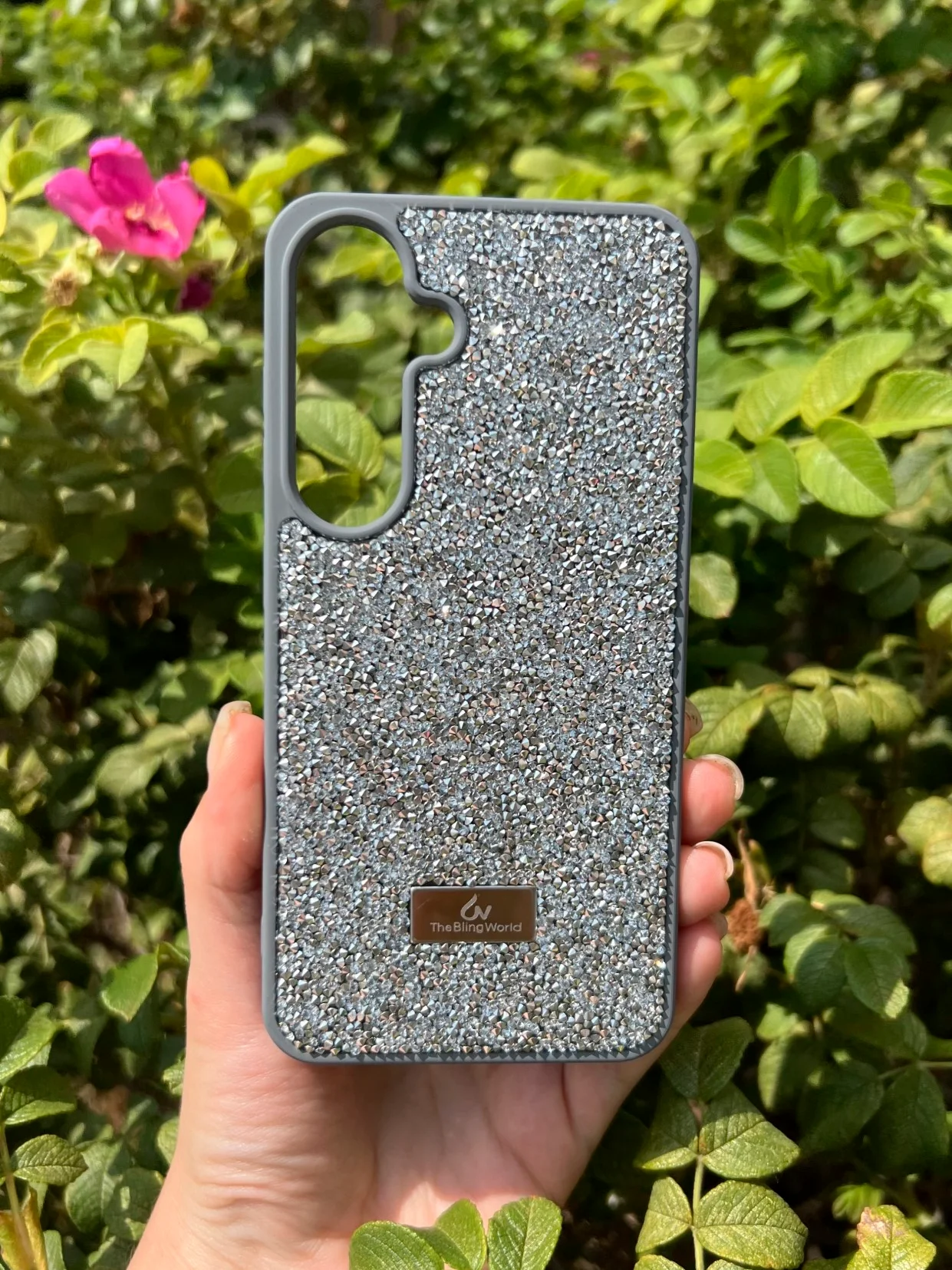 Серебряный силиконовый чехол the bling world для Samsung S24 / Самсунг S24