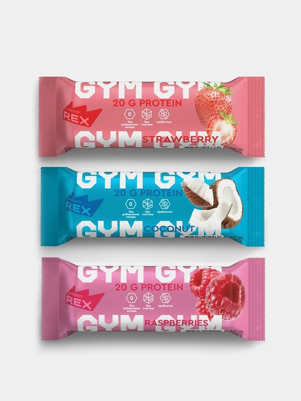 Протеиновые батончики Protein Rex GYM, ассорти, 15 штук по 60 г