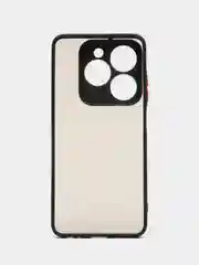 Черный чехол Tecno Spark GO 2024 / Spark 20 / 20C пластиковый, матовый, с цветными кнопками