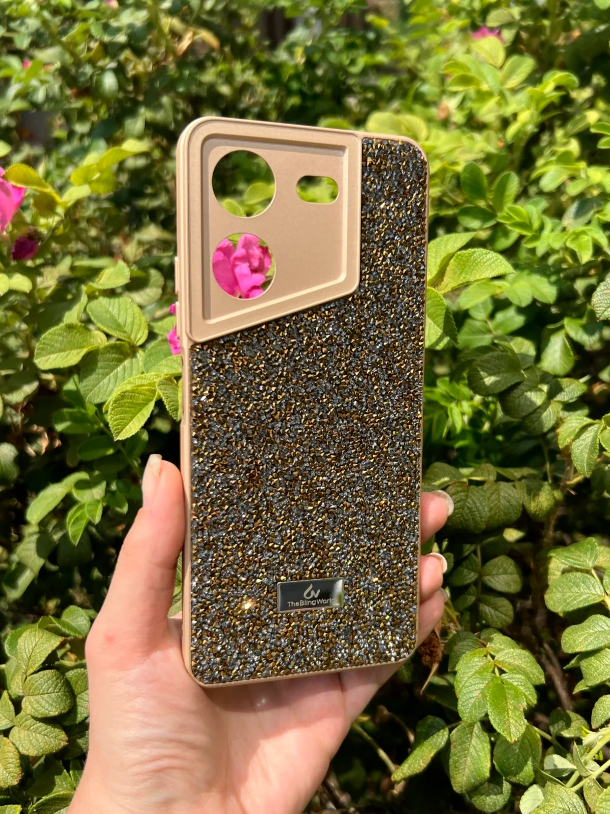 Золотой силиконовый чехол the bling world для Tecno Pova 5 / Техно Пова 5