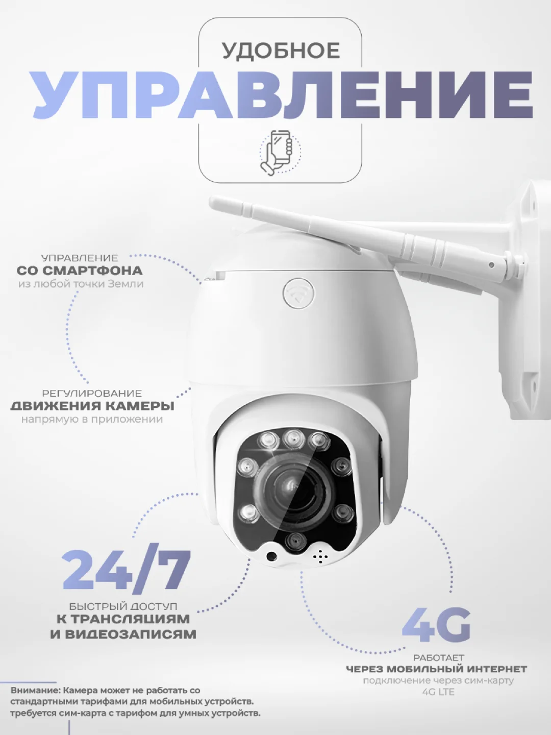 Поворотная 4G камера 2Мп Ps-Link GBT5x20 для улицы / с микрофоном и оптическим зумом 5x
