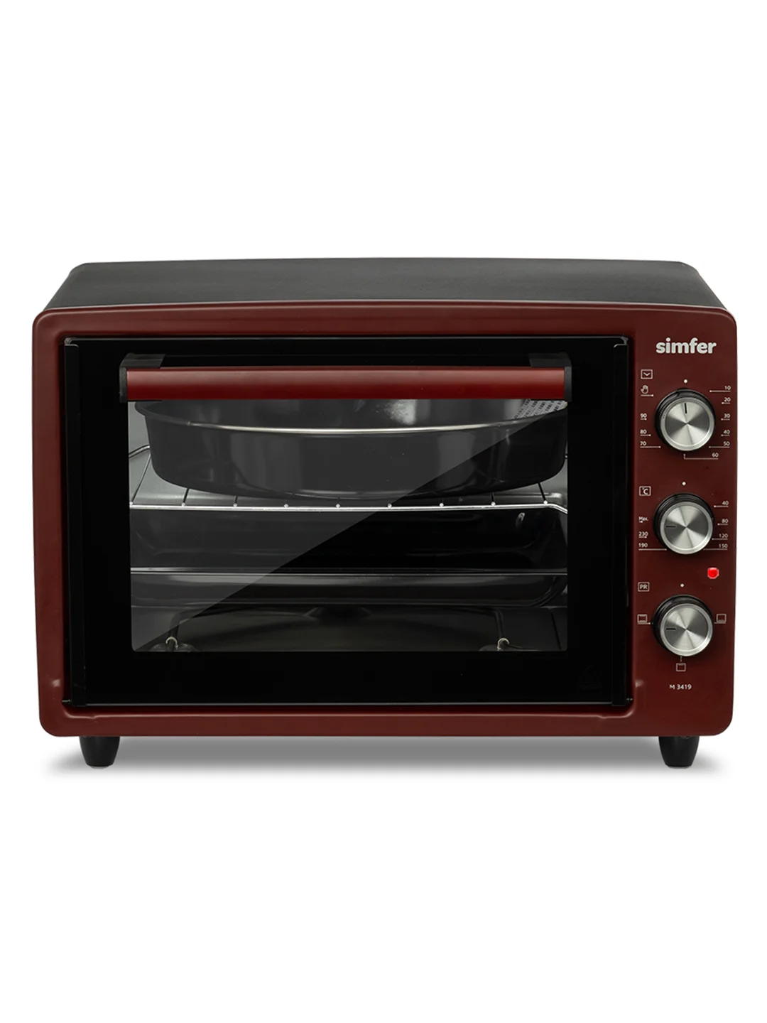 Красный мини-печь Simfer M3402 M3419 M3426 M3430 ALBENI Comfort, 3 режима работы