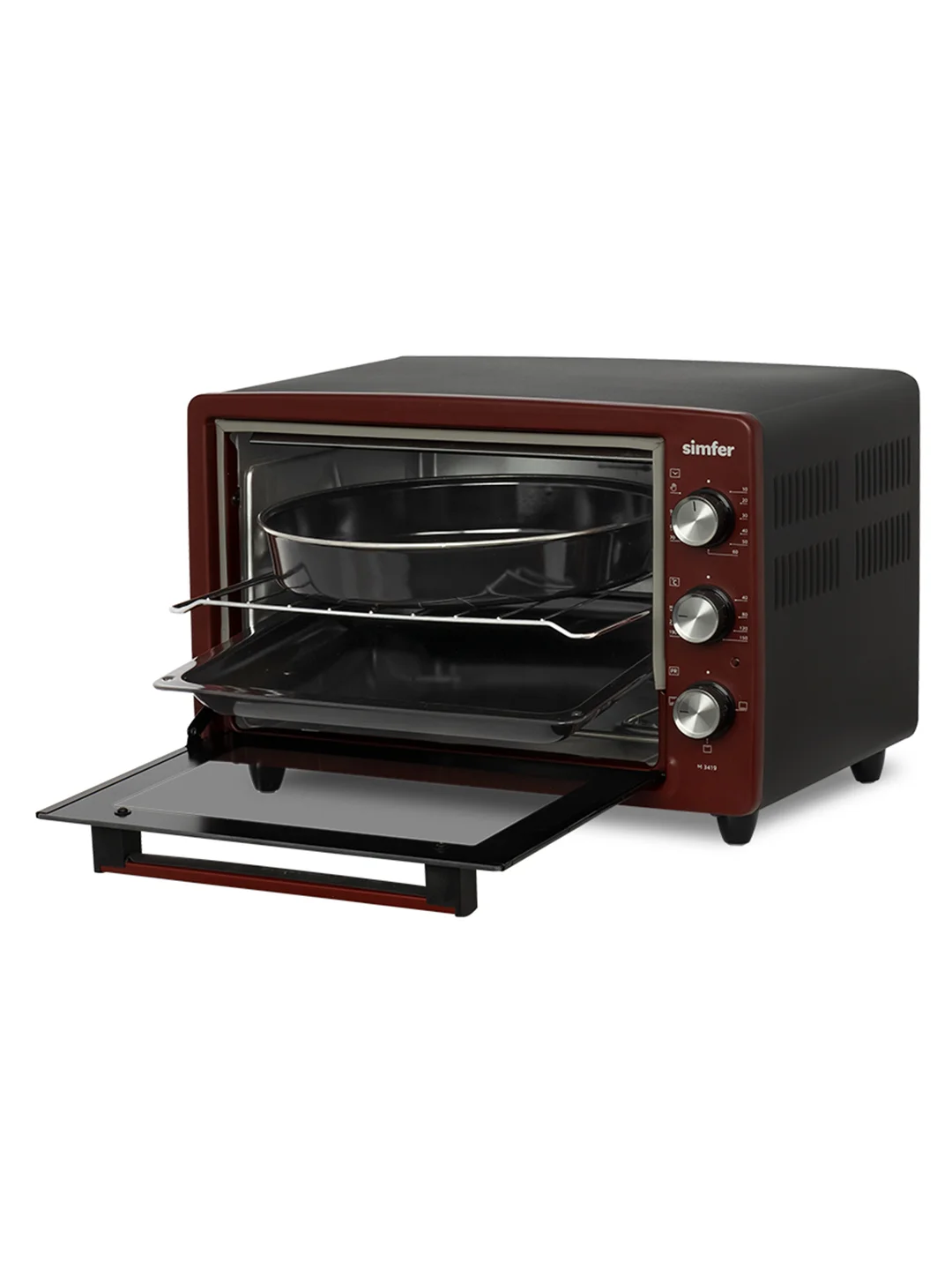 Красный мини-печь Simfer M3402 M3419 M3426 M3430 ALBENI Comfort, 3 режима работы