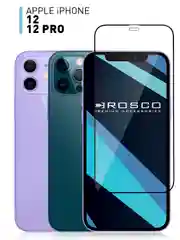 1-2 шт стекло для iPhone 12, 12 Pro защитное ROSCO прозрачное с олеофобное с черной рамкой