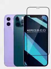 1-2 шт стекло для iPhone 12, 12 Pro защитное ROSCO прозрачное с олеофобное с черной рамкой