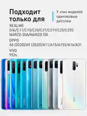 1-2 шт Стекло для Oppo A5/A9/A31 2020,A16,A15,A15s, Realme C25,C25s,C21,C21Y,C20,C11,C15