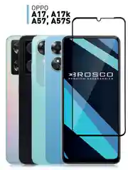 Прозрачный 1-2 шт стекло для Oppo A17/ A17K/ A57/ A57s защитное ROSCO олеофобное с черной рамкой