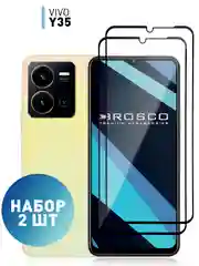 1-2 шт стекло для Vivo Y35 защитное ROSCO прозрачное закаленное олеофобное с черной рамкой