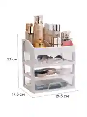 Белый органайзер для хранения косметики и мелочей, размер 24,5х17,5х27 см, 3 выдвижных ящика