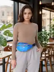 Синий сумка поясная через плечо глянцевая