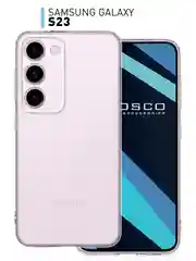 Прозрачный чехол для Samsung Galaxy S23 силиконовый ROSCO прозрачный с бортиком- защитой модуля камер
