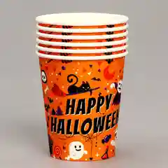 Рыжий стакан бумажный на хэллоуин Halloween party, 250 мл, 6 шт