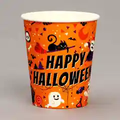 Рыжий стакан бумажный на хэллоуин Halloween party, 250 мл, 6 шт