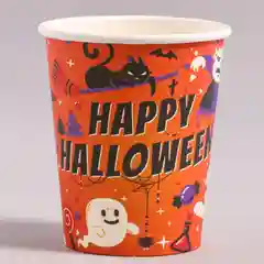 Рыжий стакан бумажный на хэллоуин Halloween party, 250 мл, 6 шт