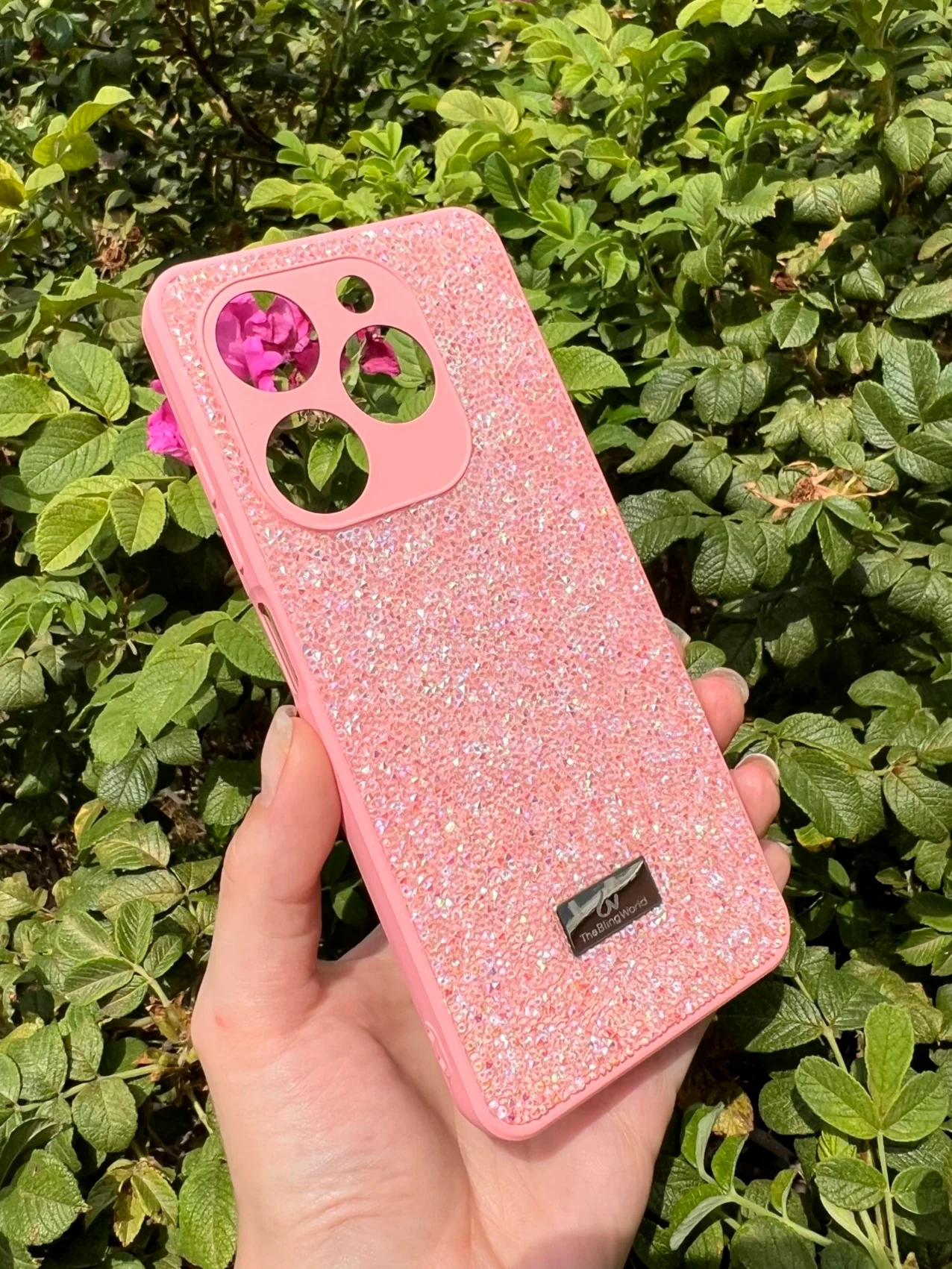 Розовый силиконовый чехол the bling world для Tecno Spark GO 2024 и Spark 20 и Spark 20C и Pop 8