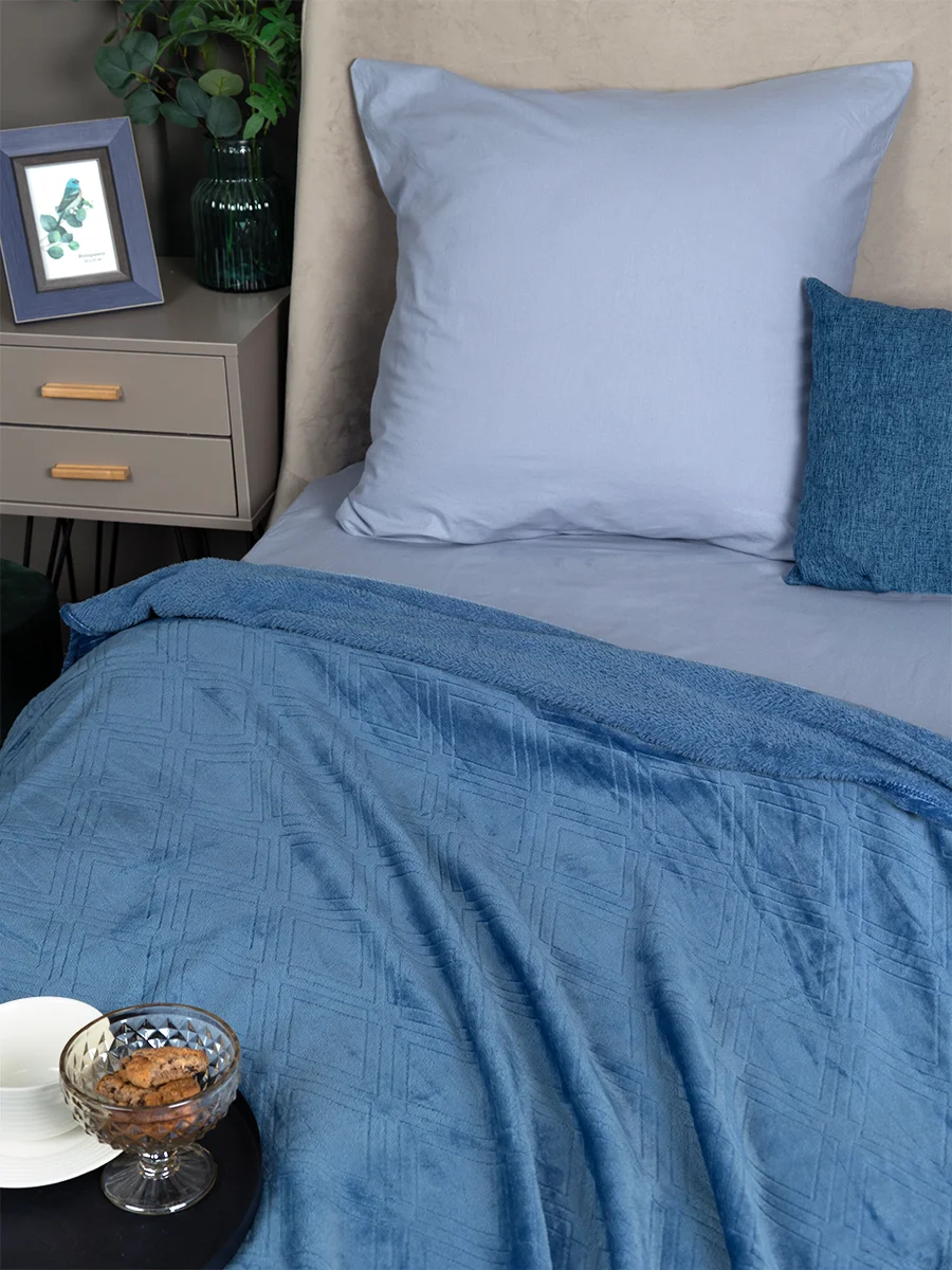 Синий плед 200х220 Константа 260г GALTEX