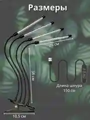 Фитолампа для растений, цветов, фитолампа для рассады, USB лампа с таймером